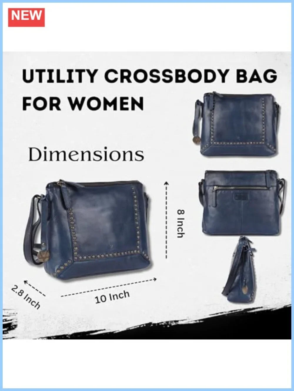 Genuine Italian Leather Boho Studded Crossbody Sling Bag